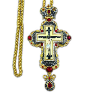 Pectoral Cross, Celtic Vine, Red Stones