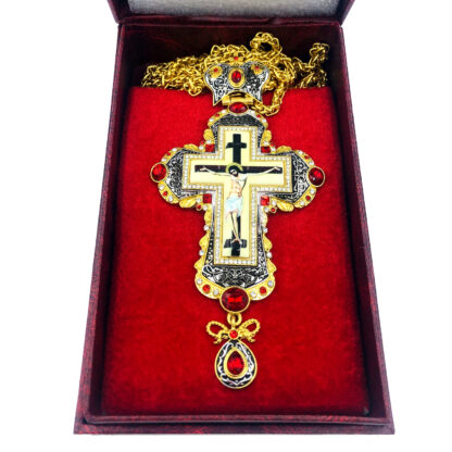 Pectoral Cross, Celtic Vine, Red Stones - Image 2
