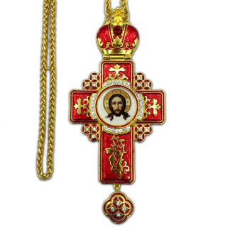 Pectoral Cross, St Veronica's Christ with Red Enamel