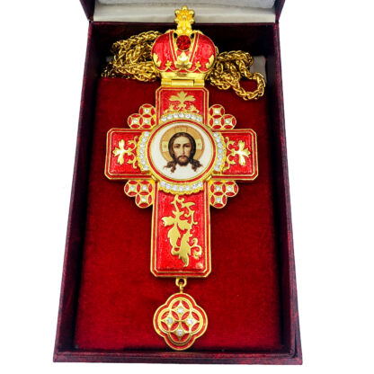Pectoral Cross, St Veronica's Christ with Red Enamel - Image 2
