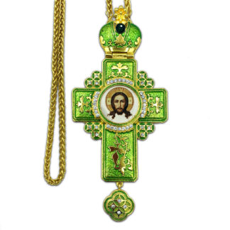 Pectoral Cross, St Veronica's Christ with Green Enamel
