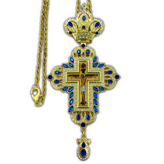 Pectoral Cross, Star Burst, blue stones