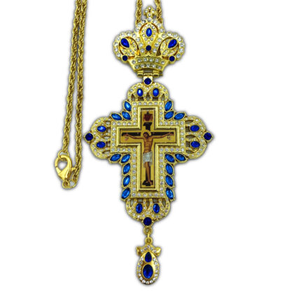 Pectoral Cross, Star Burst, blue stones