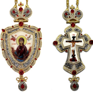 Protecting Veil Panagia Set, Two Tone Red Stone