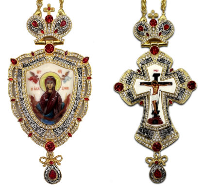 Protecting Veil Panagia Set, Two Tone Red Stone