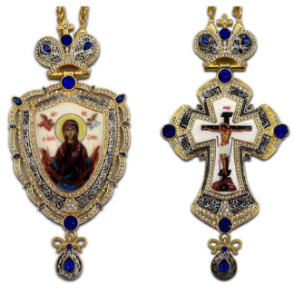 Protecting Veil Panagia Set, Two Tone Blue Stone
