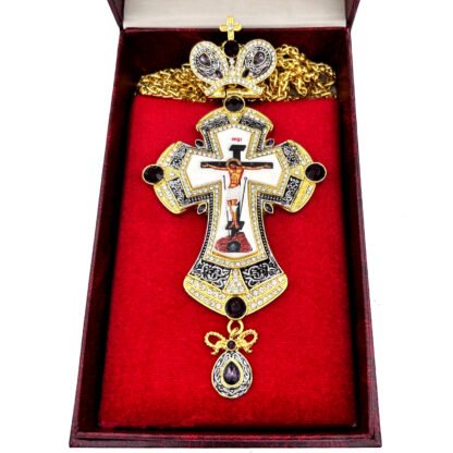 Pectoral Cross, Two Tone Purple and Red Stone - Image 2