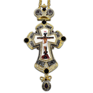 Pectoral Cross, Two Tone Purple and Red Stone