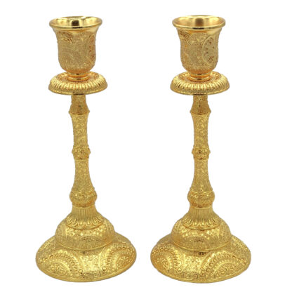 Gold Candle Stick Set, Embossed - Image 2