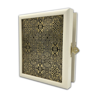 Folding Icon, Medium, Embossed Outer Cover, Wedding Set, Gold with Glass Pane - Image 2