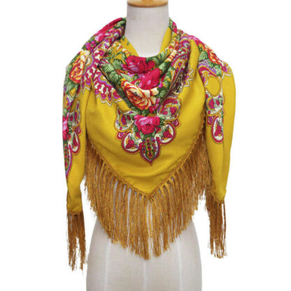 Headscarf- Russian Style with Tassels- Large - Image 6