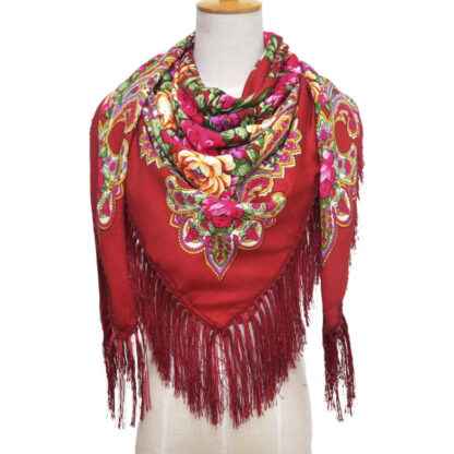 Headscarf- Russian Style with Tassels- Large - Image 4
