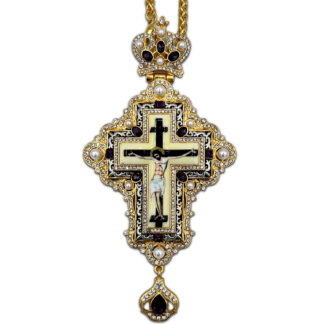Pectoral Cross, Celtic Vine with Pearls, Purple Stones