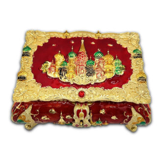 Red Enamel Cathedral Jewelry Box, Large