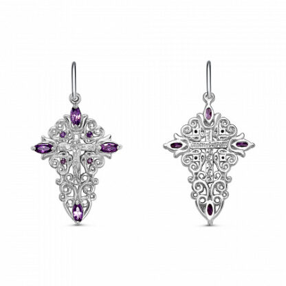 Filigree Cross - with purple stones