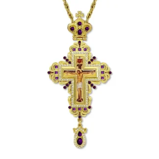 Pectoral Cross, Gold Ribbon, purple stones