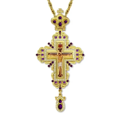 Pectoral Cross, Gold Ribbon, purple stones