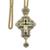 Pectoral Cross, Celtic Vine with Pearls, Blue Stones
