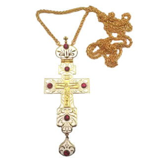 Pectoral Cross, White Enamel and Red Stone
