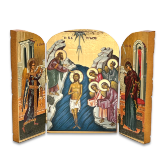 Folding Icon (triptych) with gold leaf - Large - Theophany