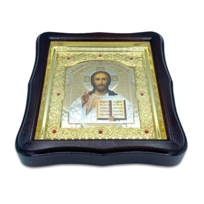 Christ and Mary icon set framed in kiot #1 - Image 2