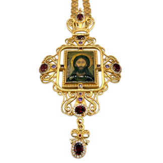 Pectoral Cross Filigree with Red and Purple Stones