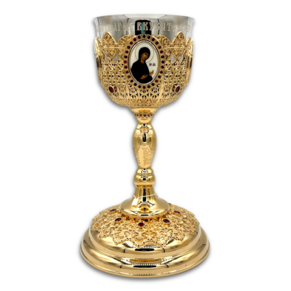 Chalice Kit with Gold Filigree and Red Stones 1L - Gold Plated, Sterling Silver Cup - Image 3