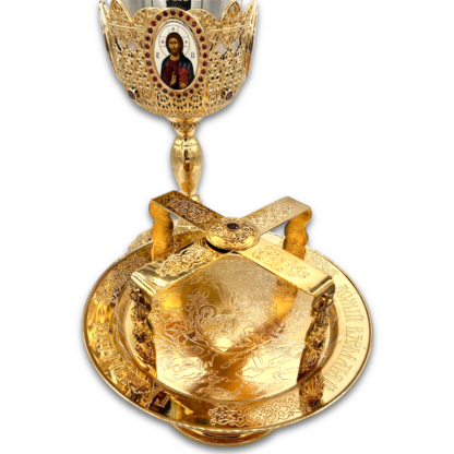 Chalice Kit with Gold Filigree and Red Stones 1L - Gold Plated, Sterling Silver Cup - Image 6