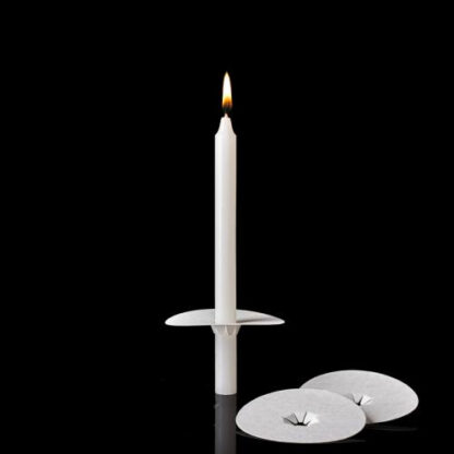 White Congressional Candles with Bobeches 17/32" x 5 1/4"
