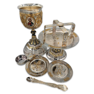 Chalice Kit with Gold Filigree 1L - Gold and Silver Plated, Sterling Silver Cup