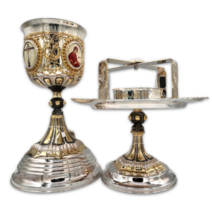 Chalice Kit with Gold Filigree 1L - Gold and Silver Plated, Sterling Silver Cup - Image 2