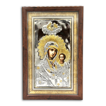 Sitka Mother of God with Silver Riza and Frame - Large - Image 2