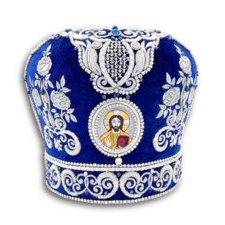 Blue Embroidered Miter