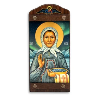 Matushka Olga Icon on Wood Plank, Mountain