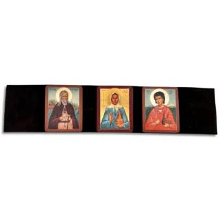St Herman, St Olga and St Peter Travel Icons in Leather