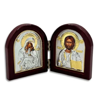 Folding Icon (diptych) with metal riza