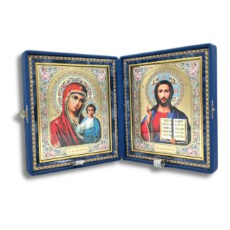 Folding Icon, with blue leather