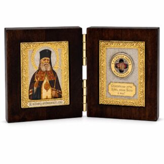 St. Luke the Physician Folding Travel Icon with Blessed Relic Cloth