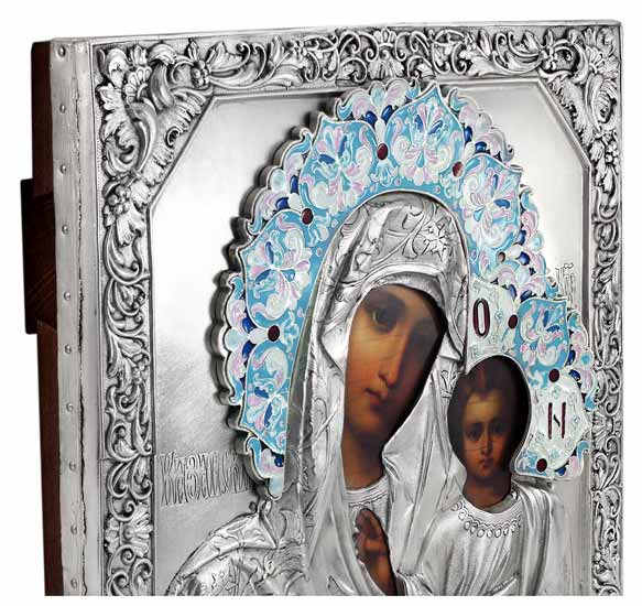 Kazan Mother of God Icon – Silver & Enamel - Image 3