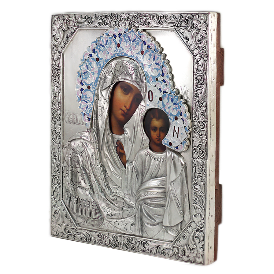 Kazan Mother of God Icon – Silver & Enamel - Image 2